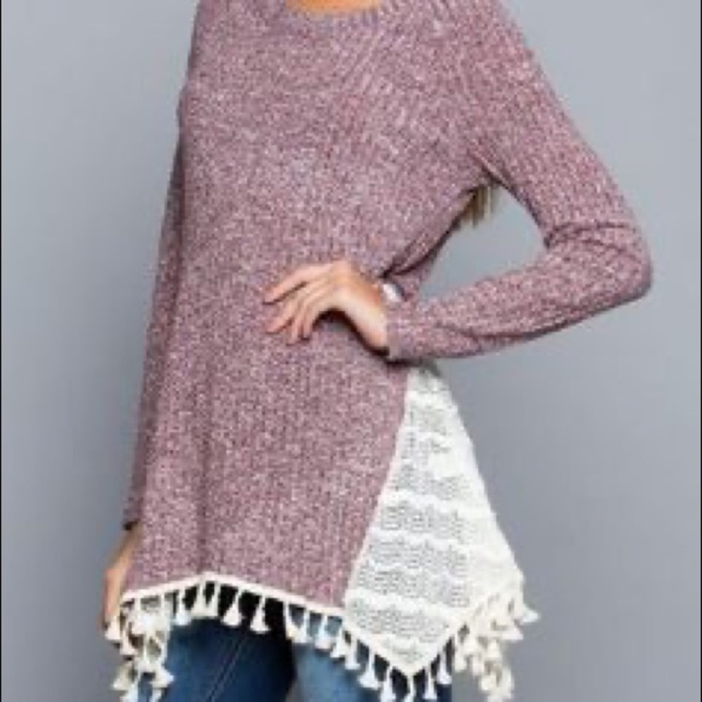 ee:some Sweater Hoodie with Crochet Accents sz L